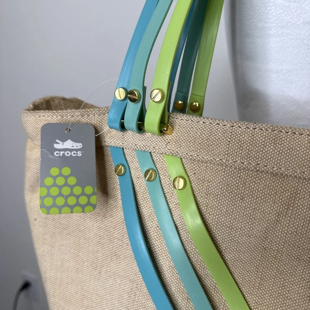 NEW Crocs Huarache Tote Bag‎ Large Strappy Blue Summer Vacation Resort Cruise